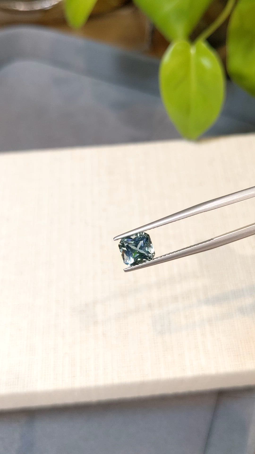 2.15 Ct. Greenish Blue Sapphire from Montana Size Video