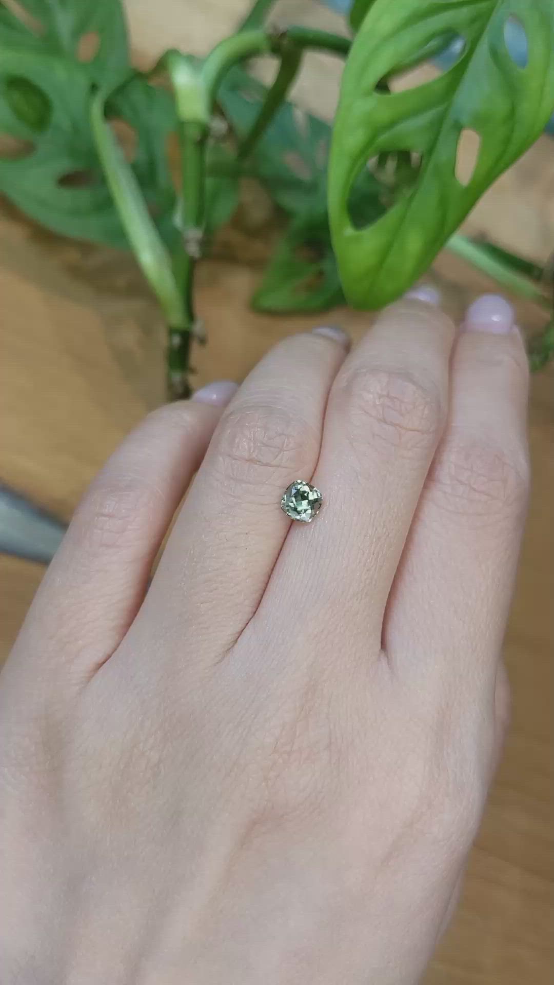 0.90 Ct. Green Sapphire from Montana Size Video