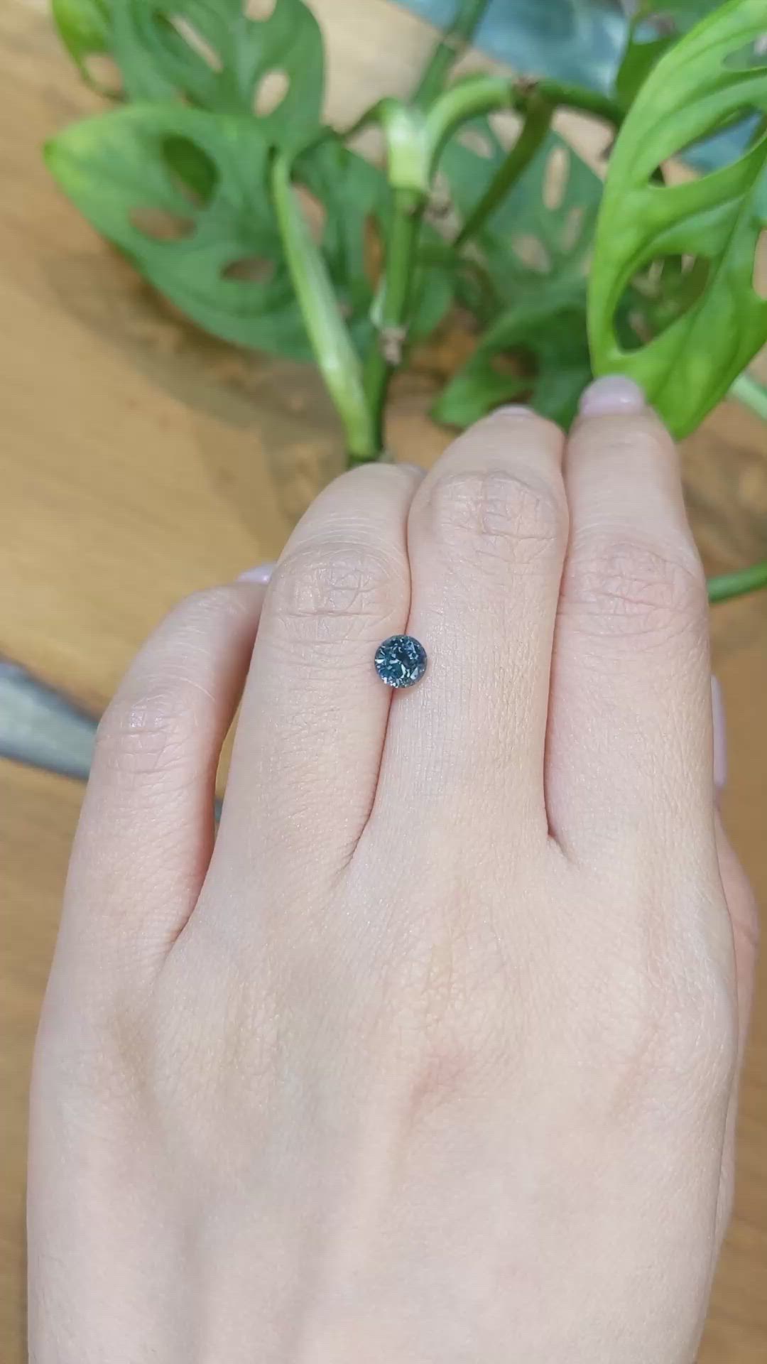 0.92 Ct. Greenish Blue Sapphire from Montana Size Video