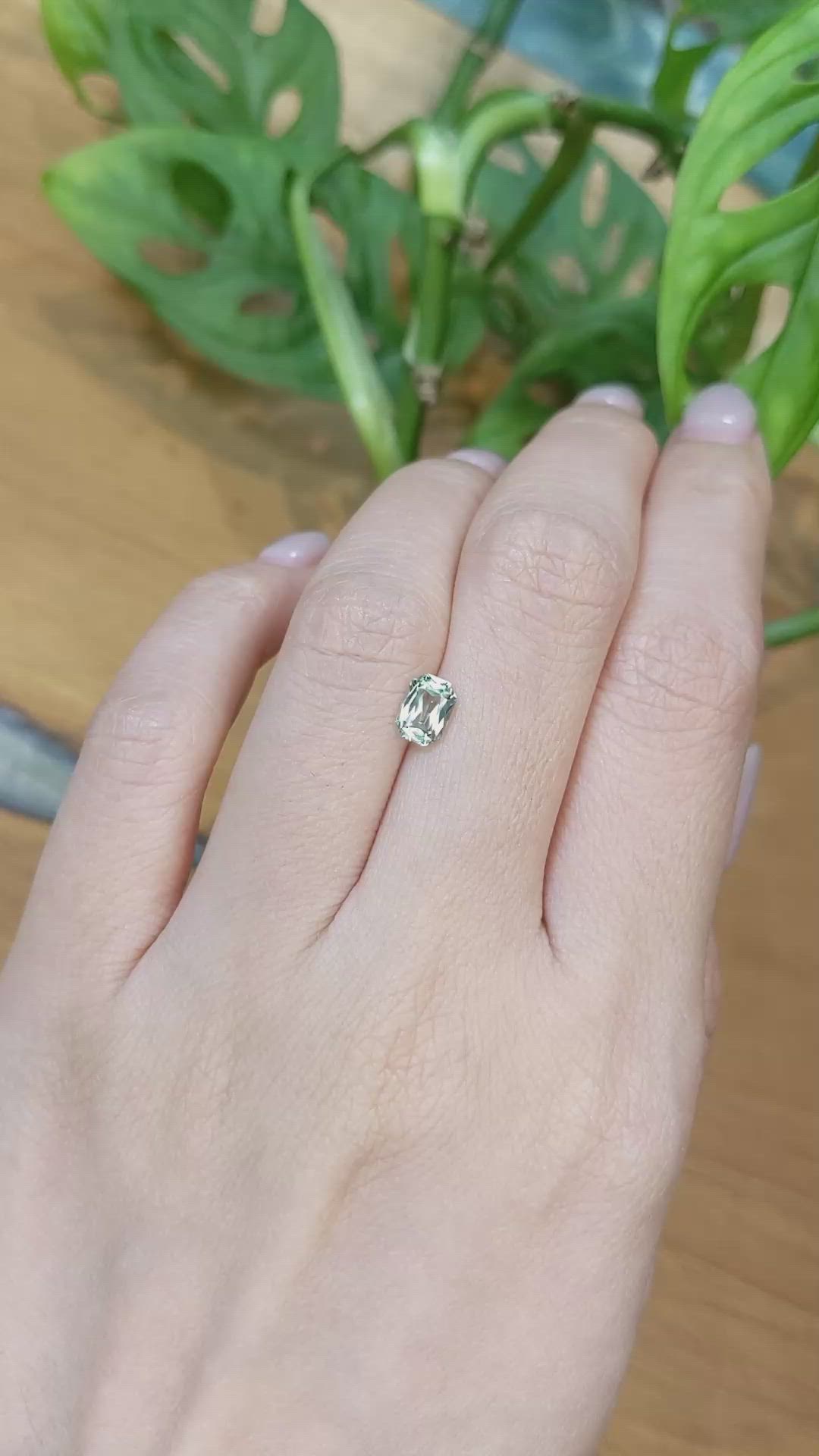 0.92 Ct. Green Sapphire from Montana Size Video