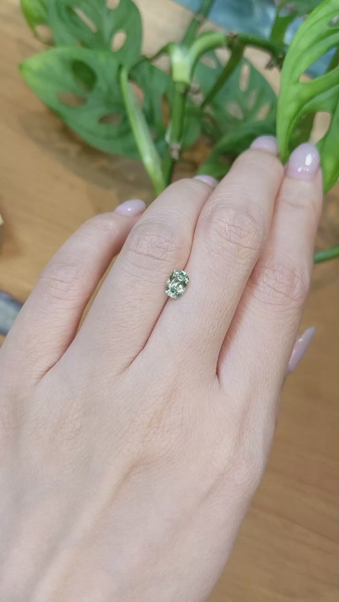 0.93 Ct. Green Sapphire from Montana Size Video