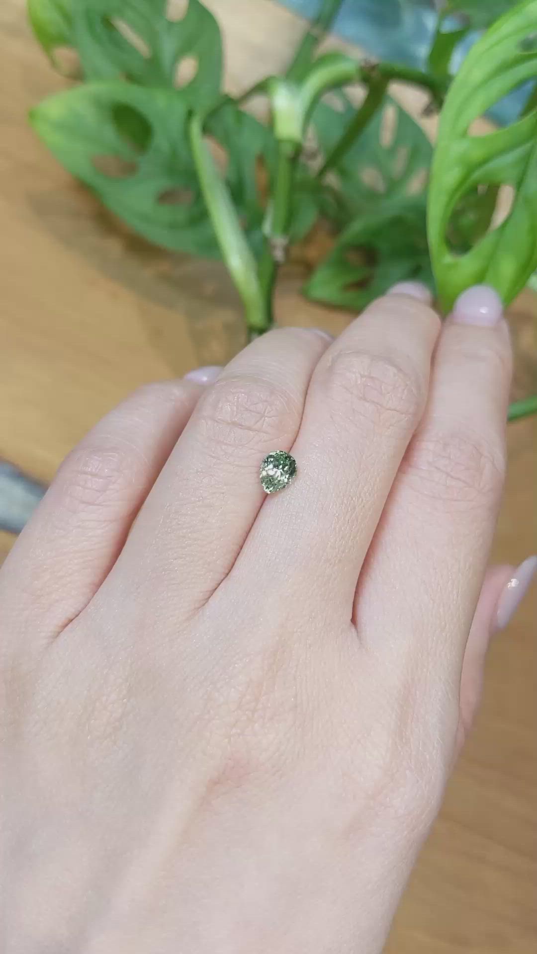 0.90 Ct. Green Sapphire from Montana Size Video