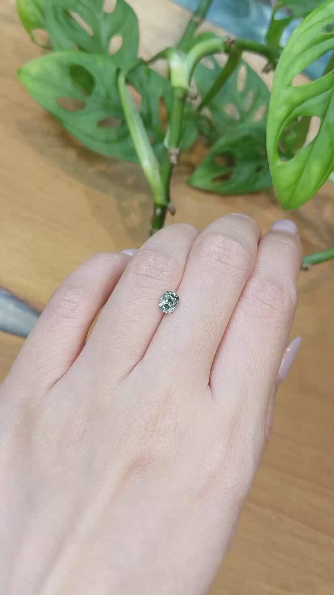 0.86 Ct. Green Sapphire from Montana Size Video