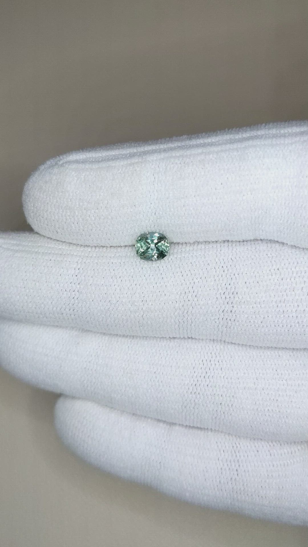 0.87 Ct. Bluish Green Sapphire from Montana Size Video