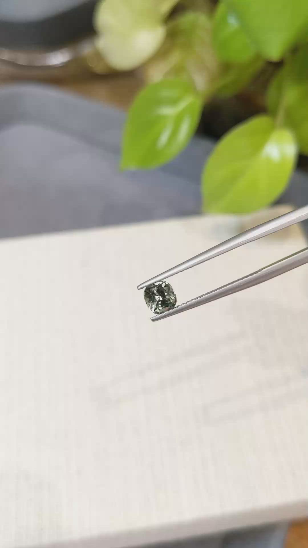 0.87 Ct. Green Sapphire from Montana Size Video