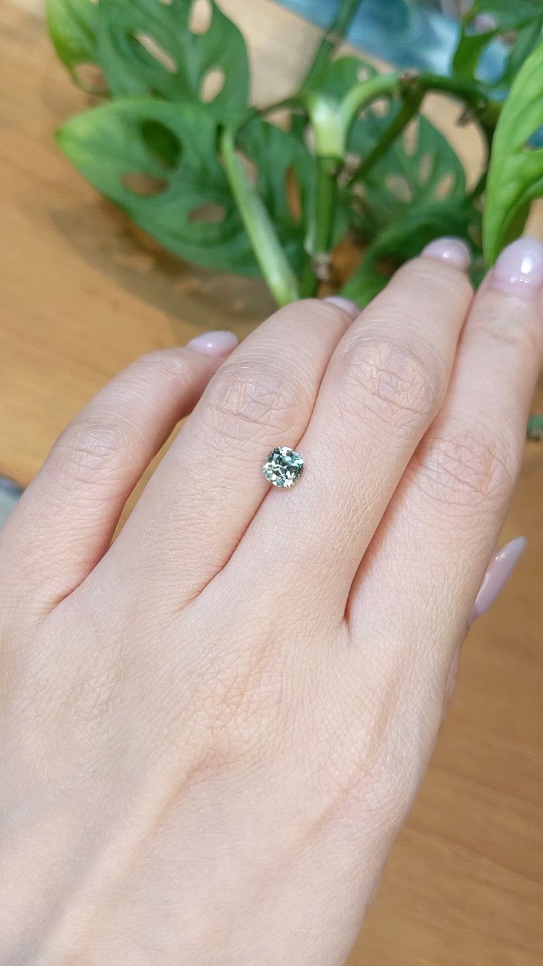 0.89 Ct. Green Sapphire from Montana Size Video