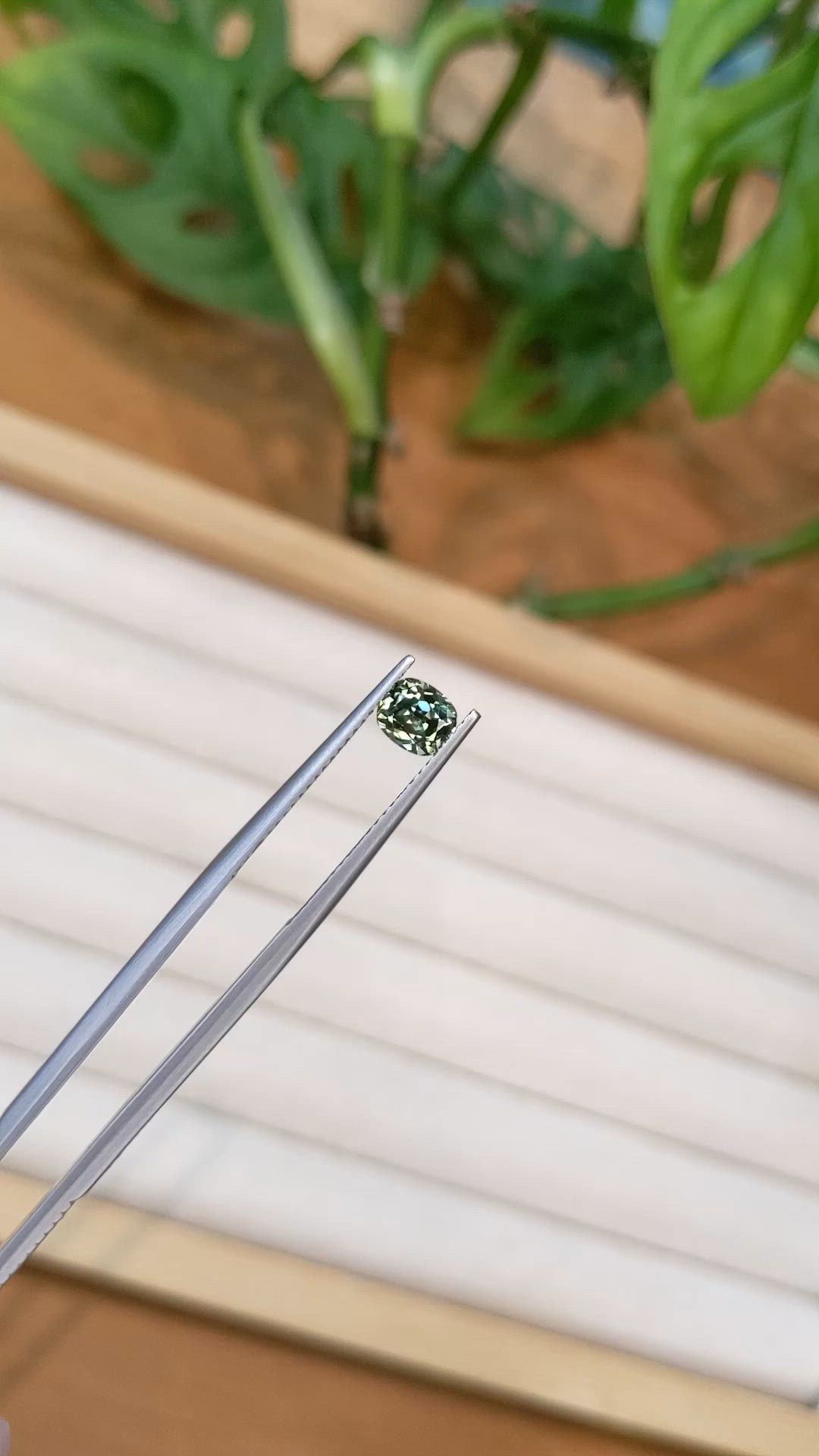 0.88 Ct. Green Sapphire from Montana Size Video