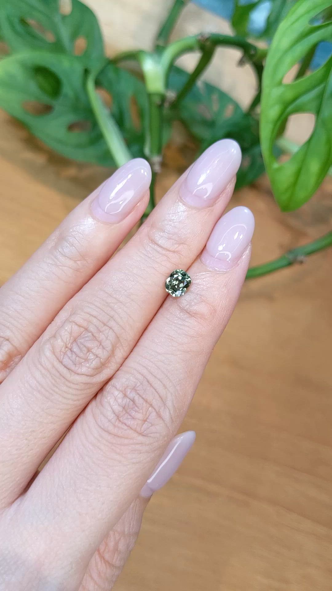 0.88 Ct. Green Sapphire from Montana Size Video