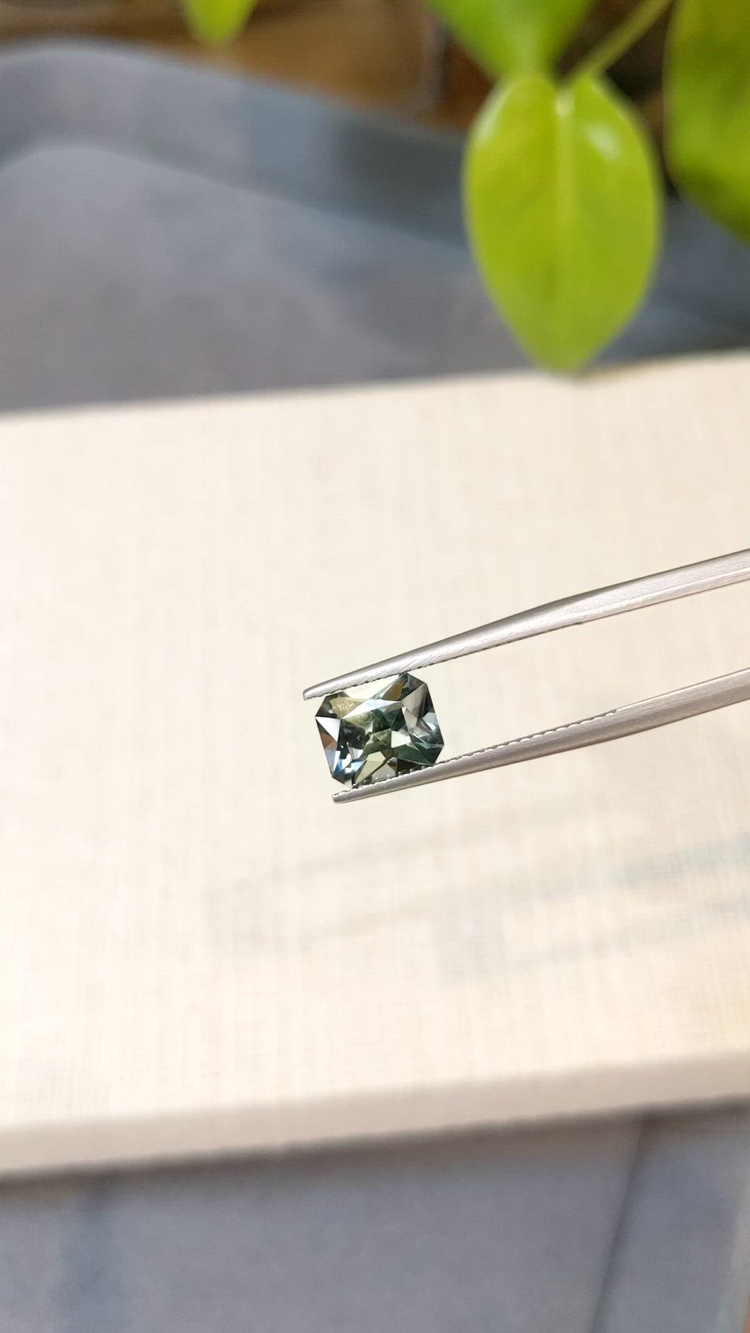 2.49 Ct. Bluish Green Sapphire from Montana Size Video