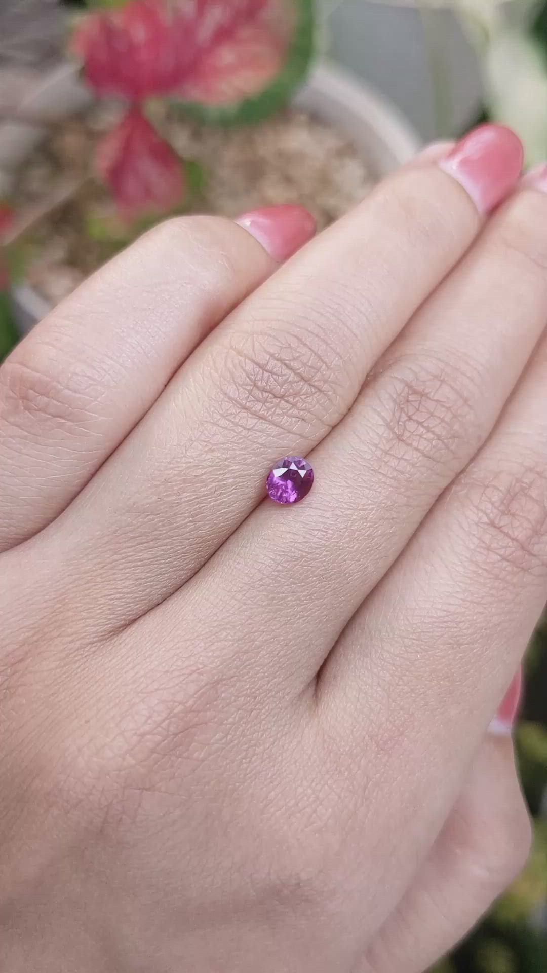 0.56 Ct. Pinkish Purple Sapphire from Ceylon (Sri Lanka) Size Video