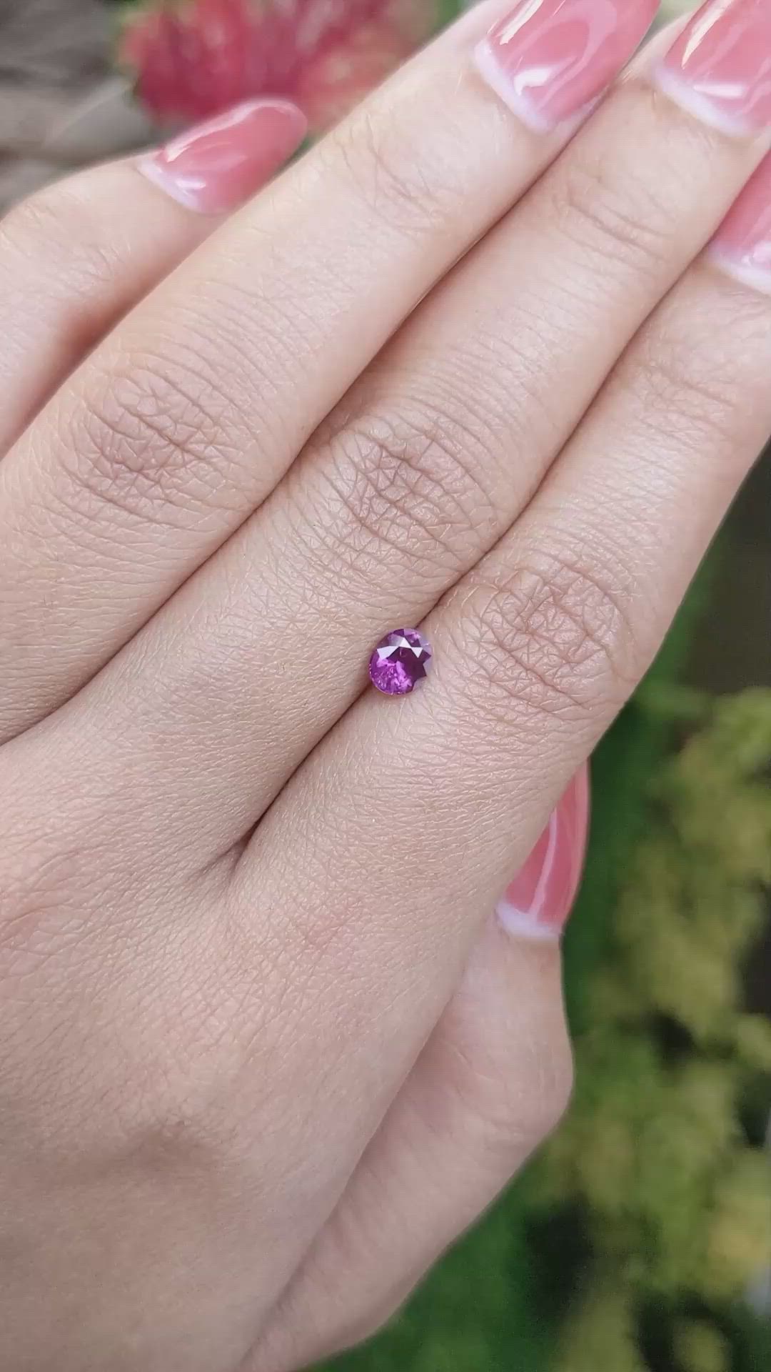 0.56 Ct. Pinkish Purple Sapphire from Ceylon (Sri Lanka) Size Video