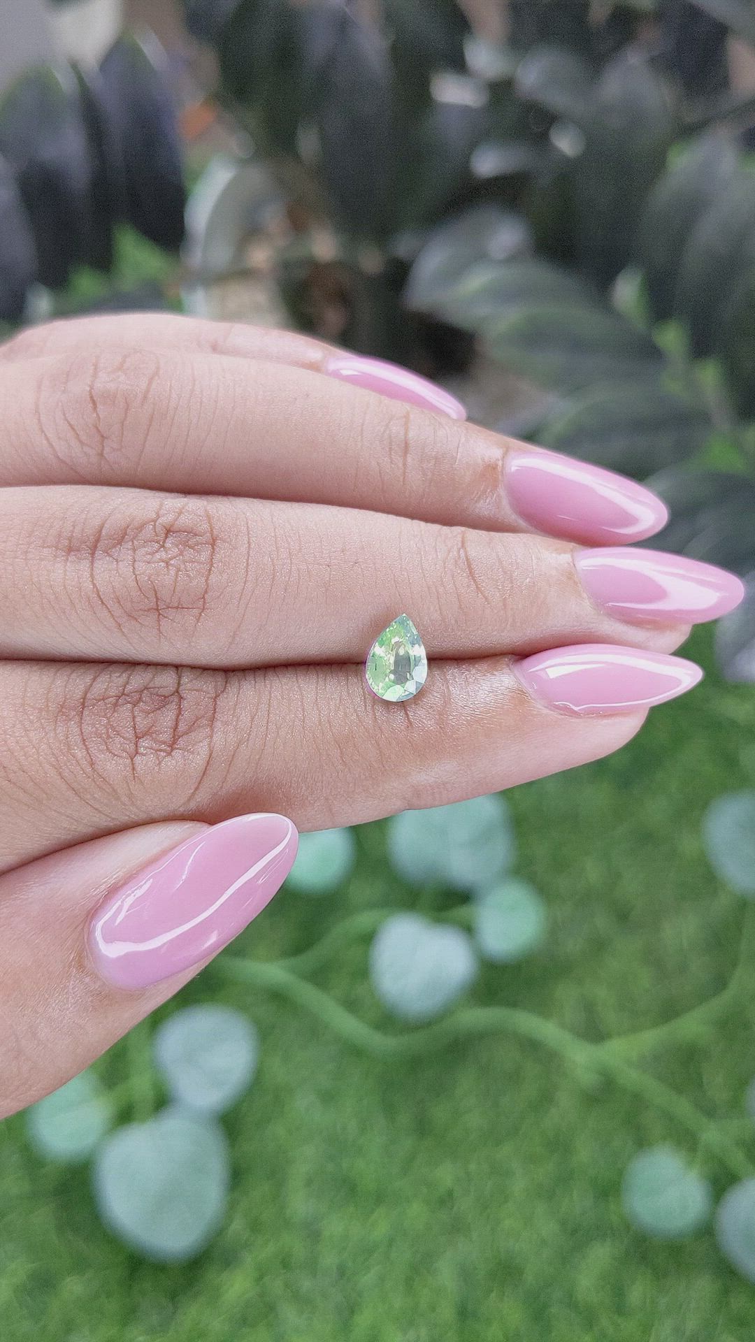 1.01 Ct. Green Sapphire from Madagascar Size Video