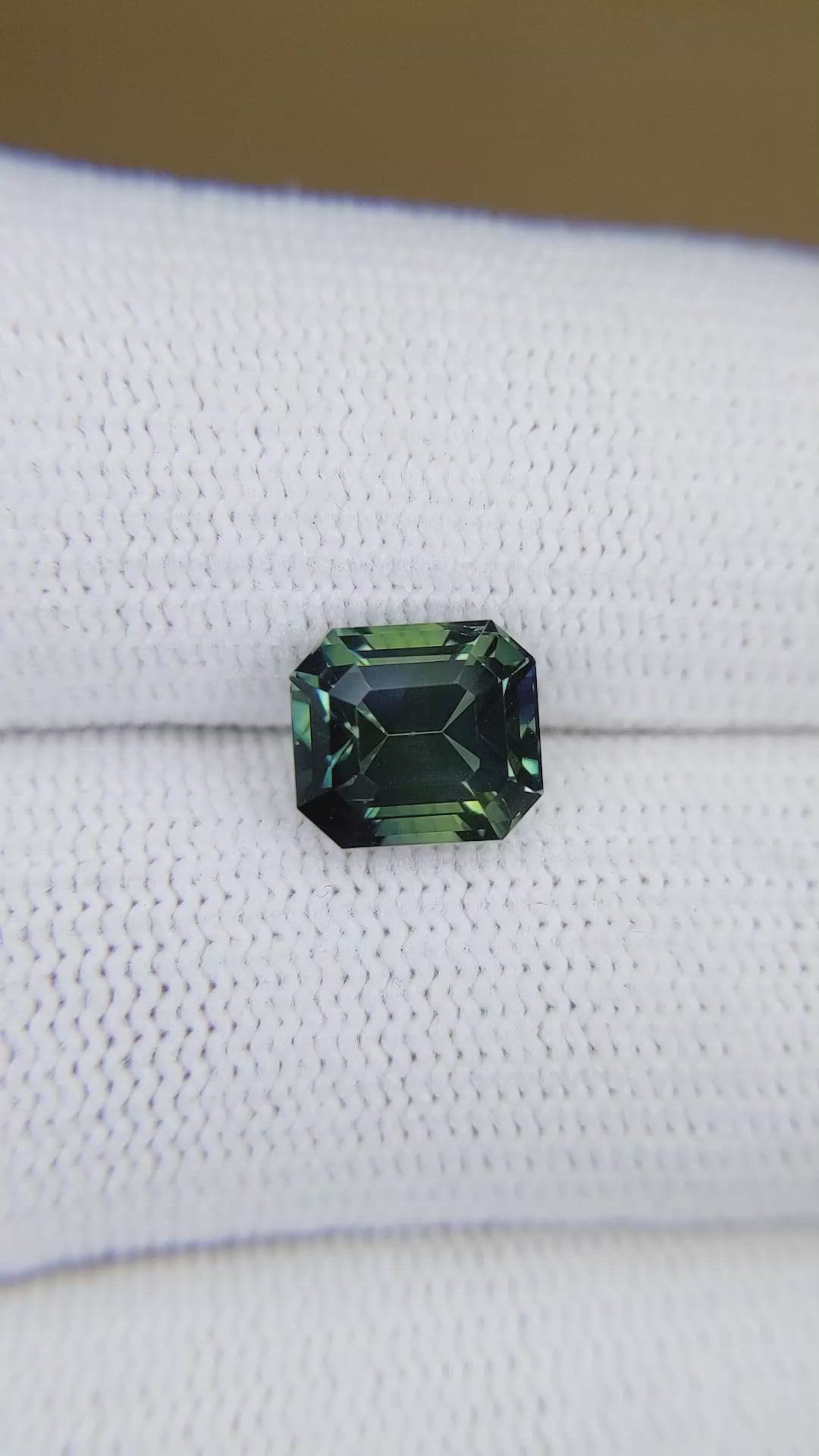 3.32 Ct. Bluish Green Sapphire from Madagascar Size Video