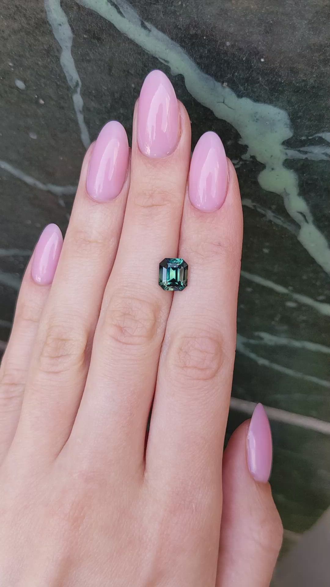 3.32 Ct. Bluish Green Sapphire from Madagascar Size Video
