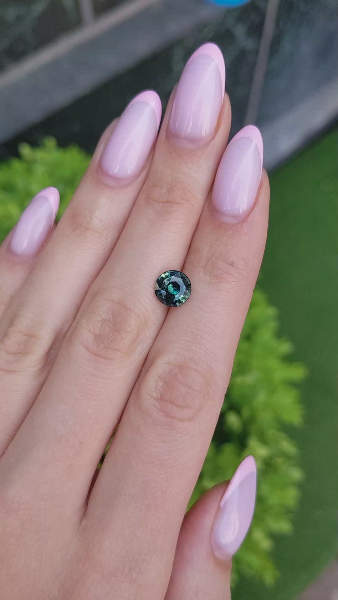 2.31 Ct. Bluish Green Sapphire from Madagascar Size Video