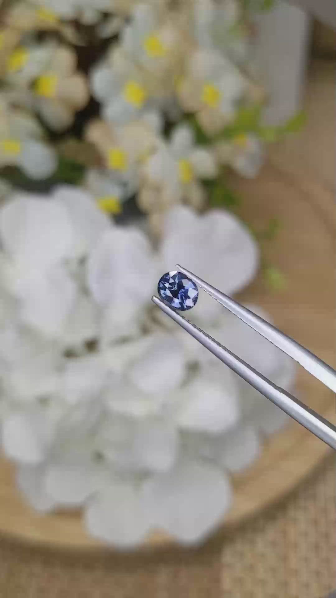 0.56 Ct. Greyish Blue Sapphire from Ceylon (Sri Lanka) Size Video