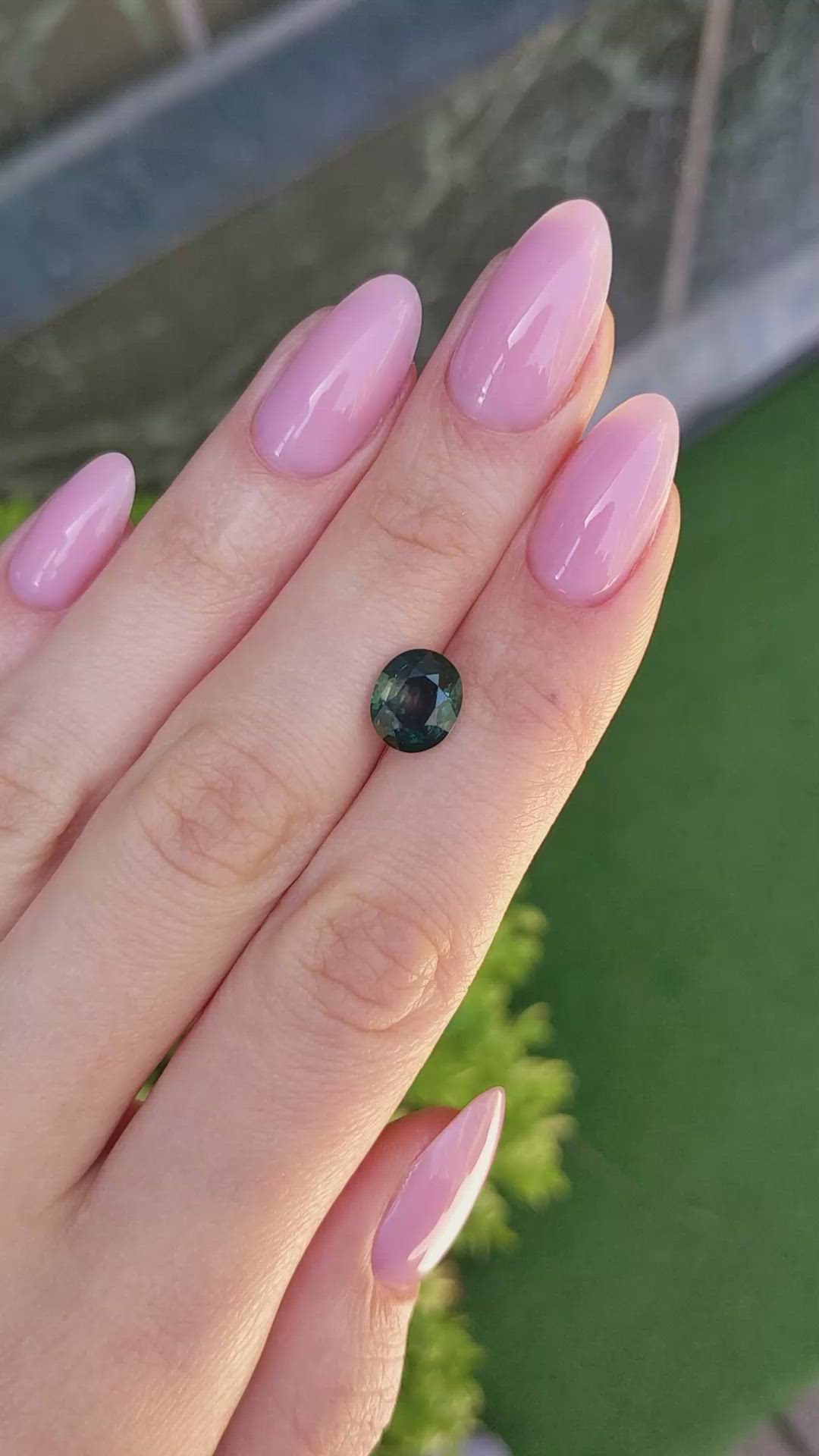 2.95 Ct. Bluish Green Sapphire from Montana Size Video