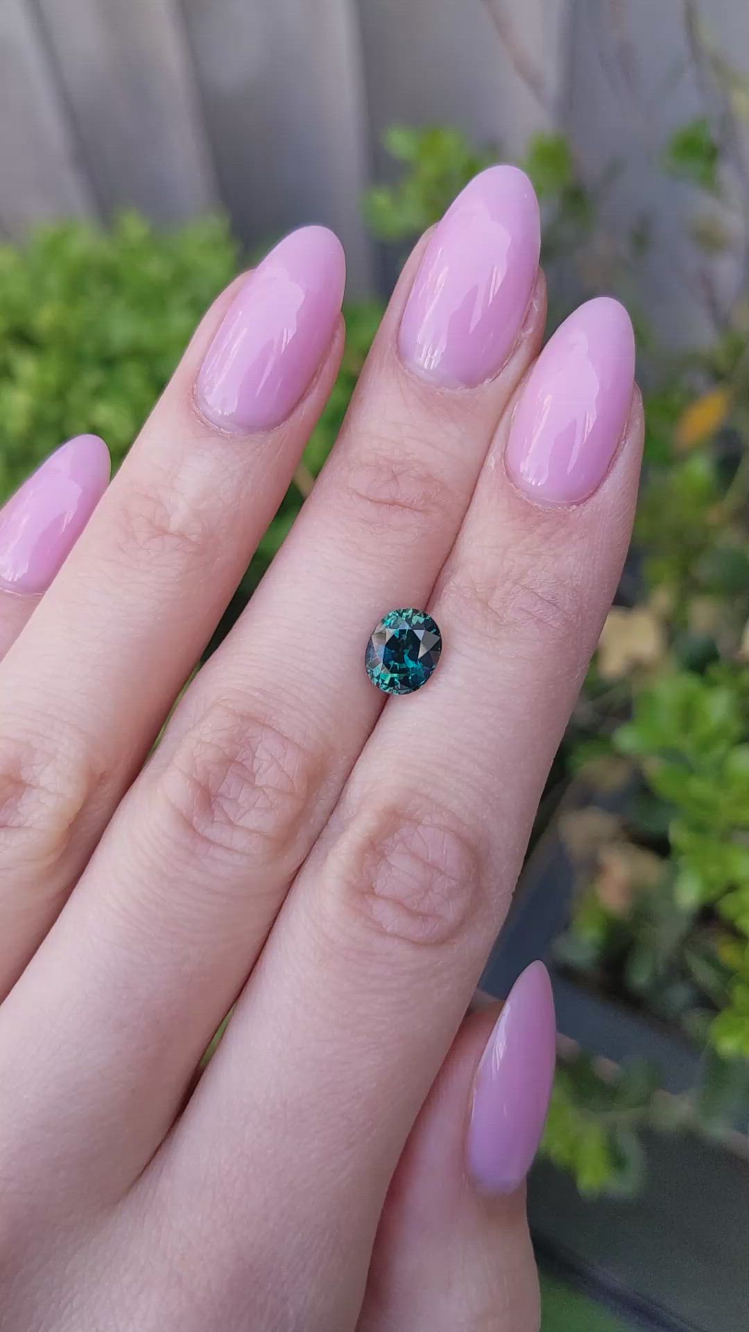 2.21 Ct. Bluish Green Sapphire from Montana Size Video