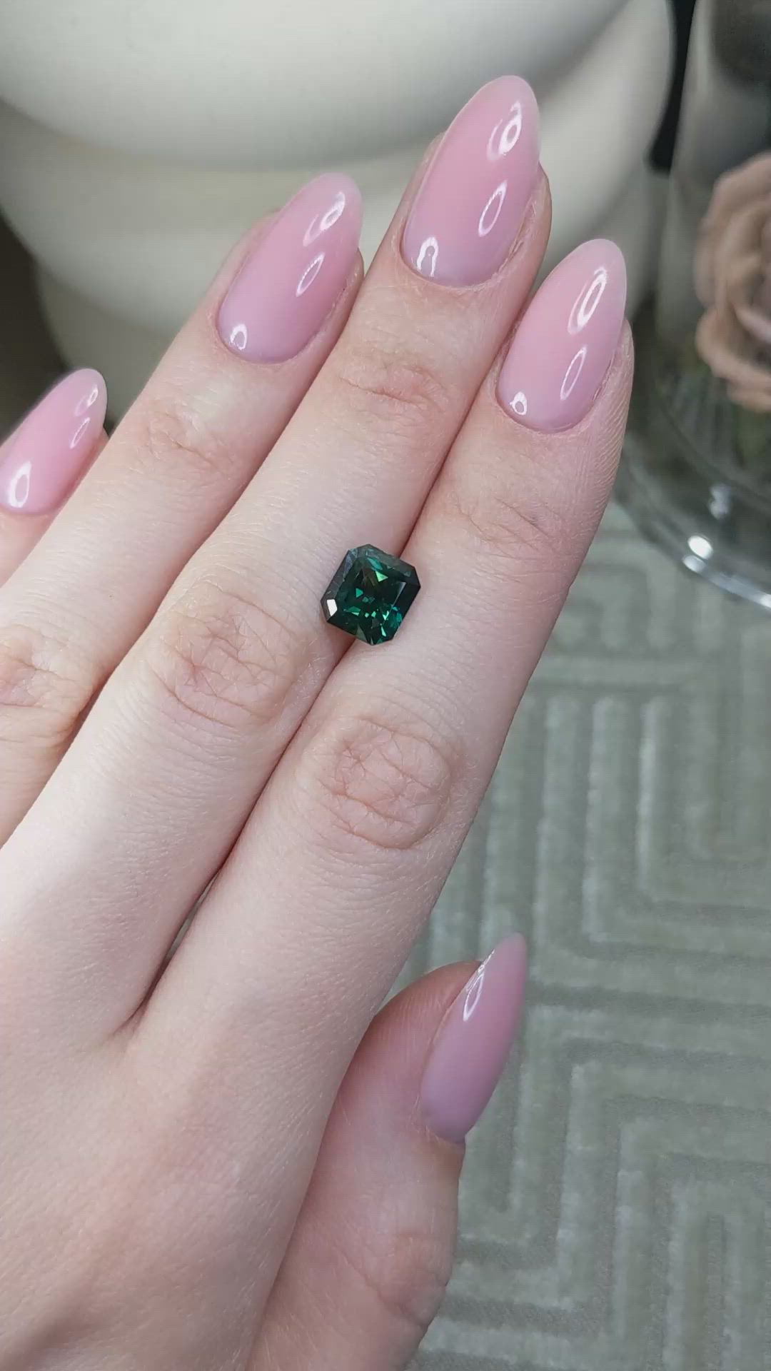 3.40 Ct. Bluish Green Sapphire from Ceylon (Sri Lanka) Size Video