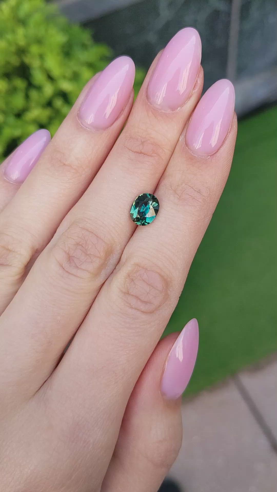 2.37 Ct. Bluish Green Sapphire from Montana Size Video