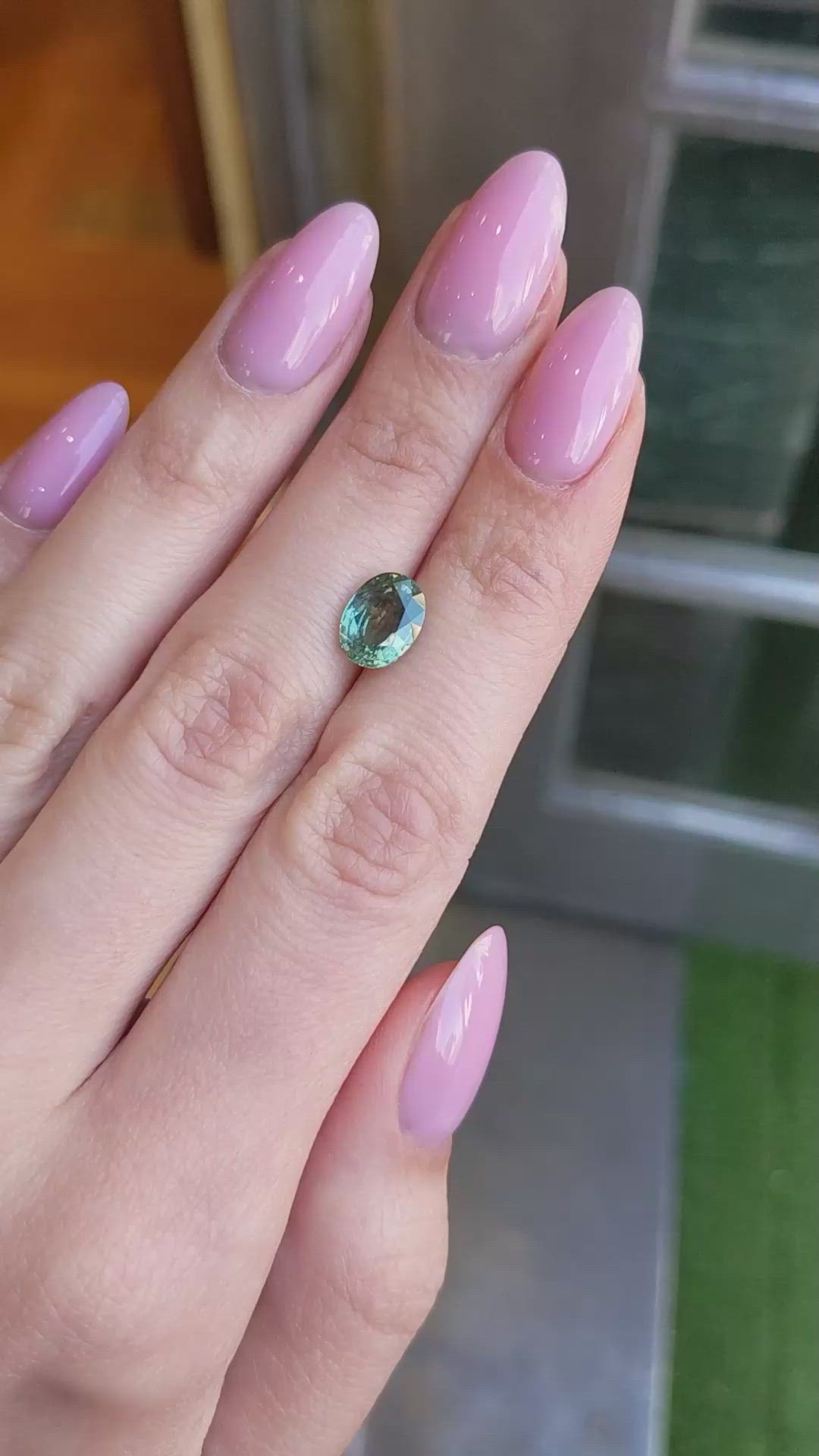 3.03 Ct. Yellowish Green Sapphire from Montana Size Video