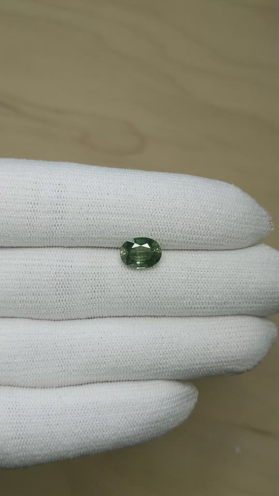 3.03 Ct. Yellowish Green Sapphire from Montana Size Video