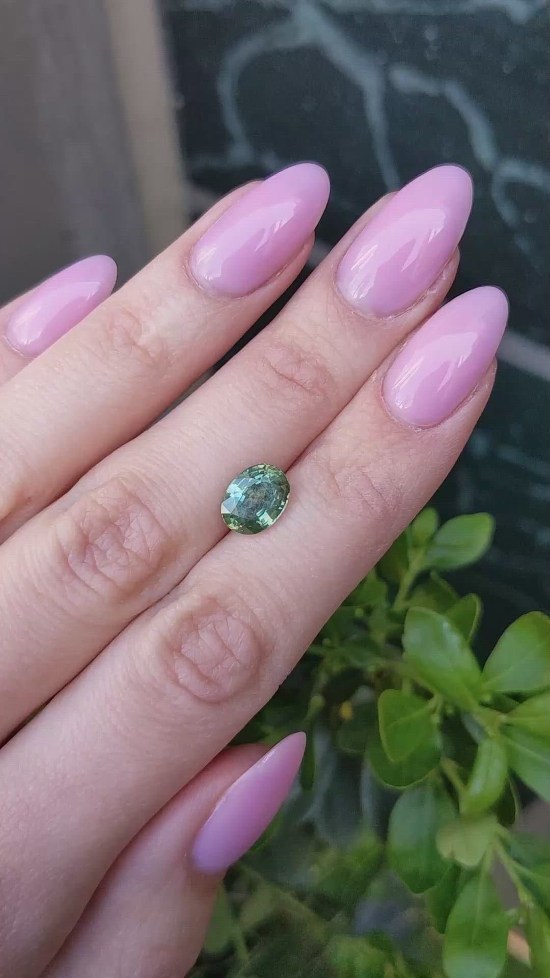 3.03 Ct. Yellowish Green Sapphire from Montana Size Video