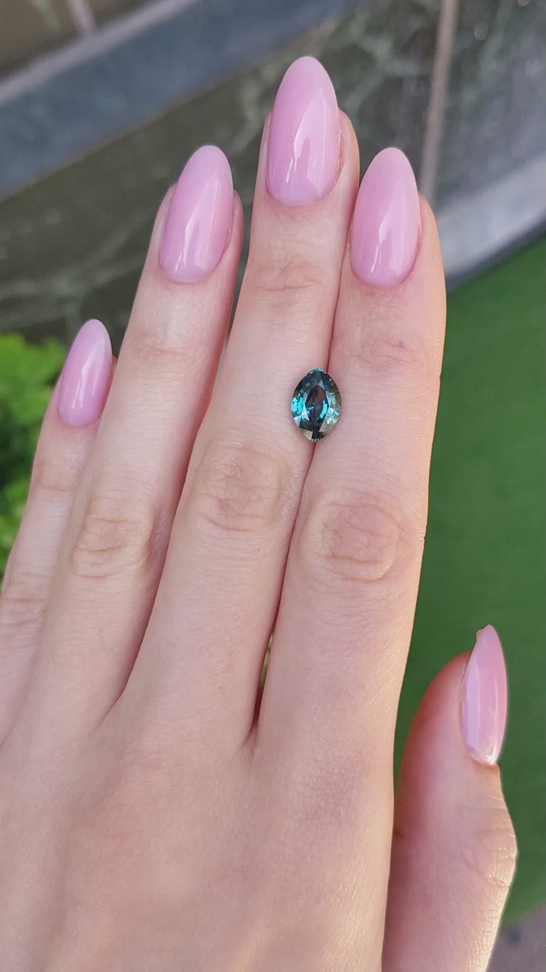 2.86 Ct. Bluish Green Sapphire from Montana Size Video