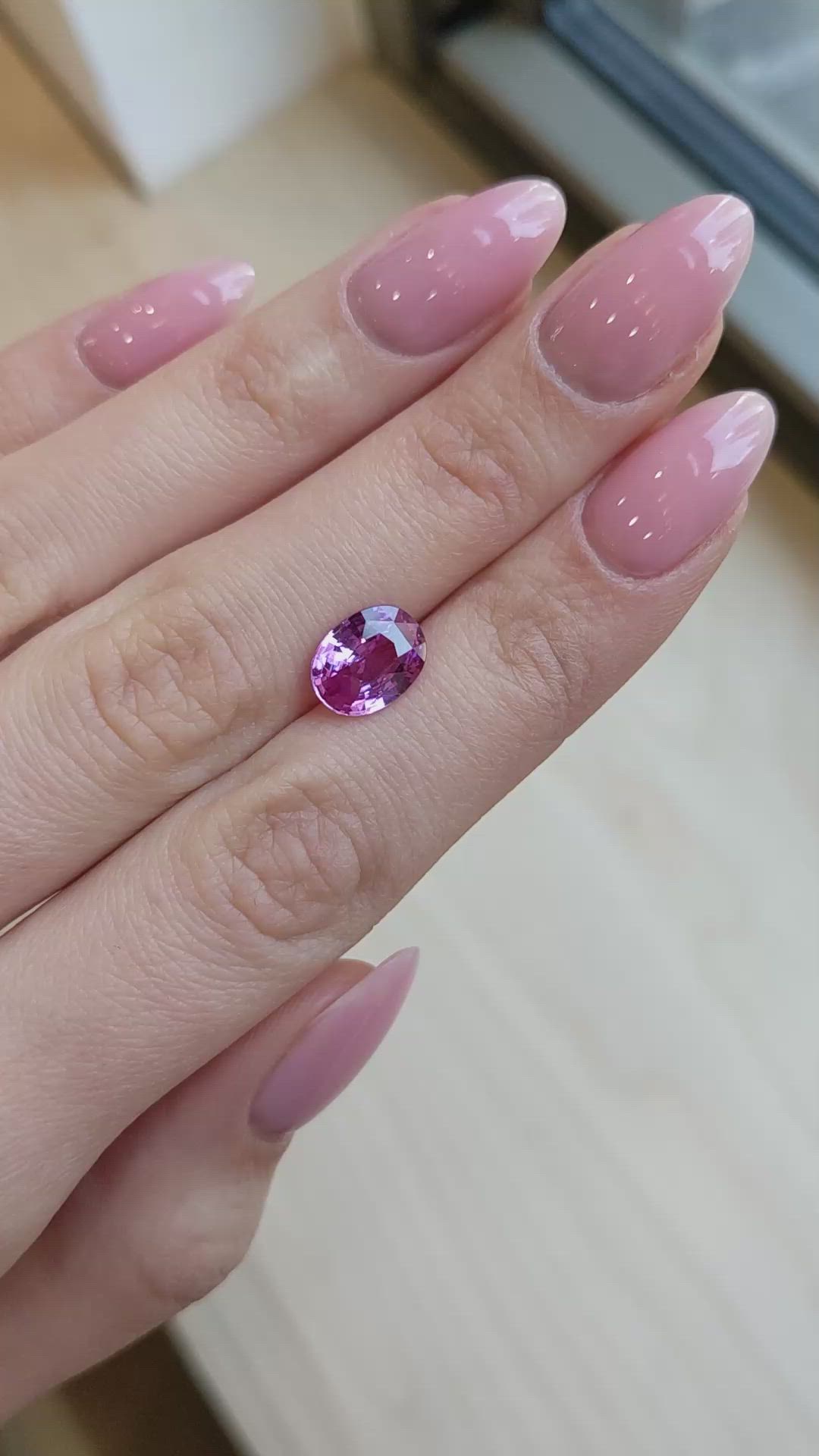 3.02 Ct. Purplish Pink Sapphire from Ceylon (Sri Lanka) Size Video