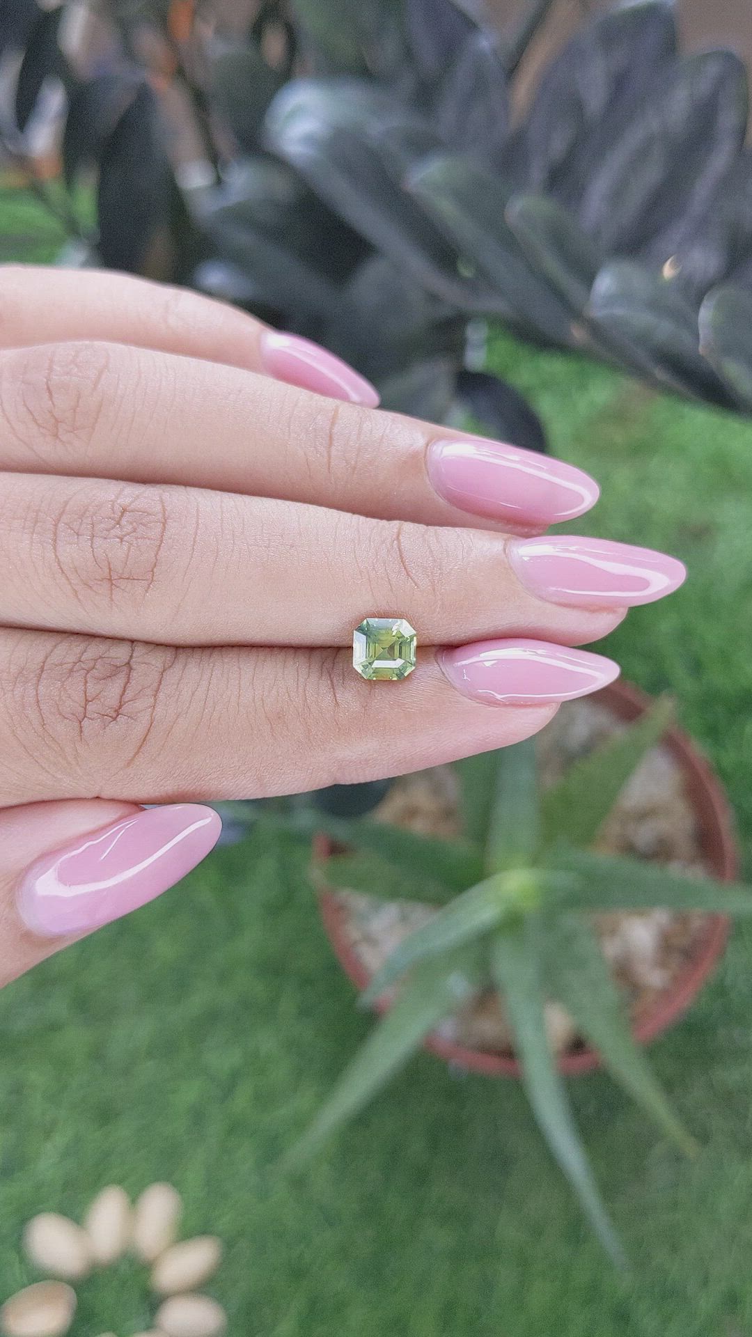 1.24 Ct. Yellowish Green Sapphire from Madagascar Size Video