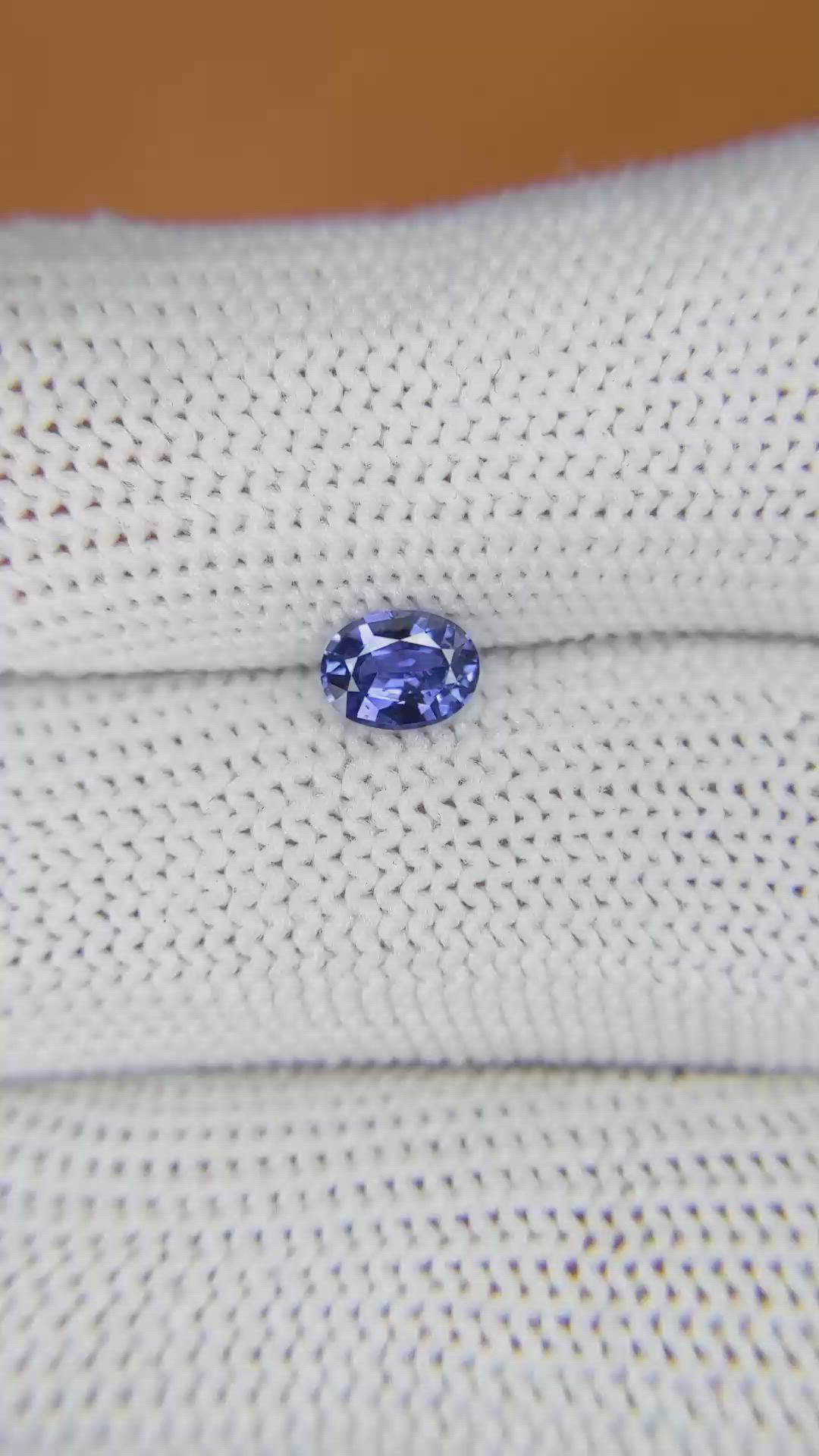 0.65 Ct. Purplish Blue Sapphire from Ceylon (Sri Lanka) Size Video