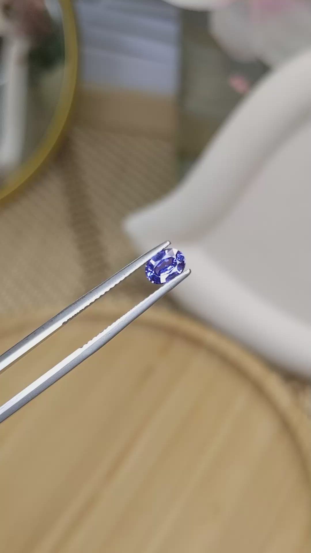 0.65 Ct. Purplish Blue Sapphire from Ceylon (Sri Lanka) Size Video