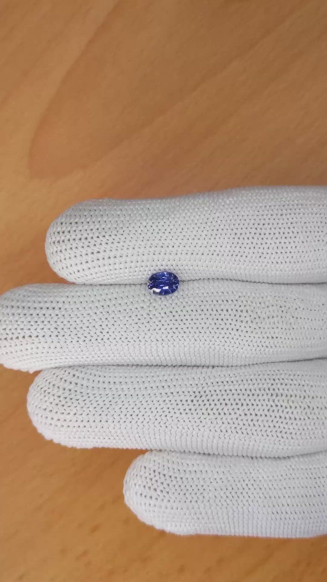 0.65 Ct. Purplish Blue Sapphire from Ceylon (Sri Lanka) Size Video