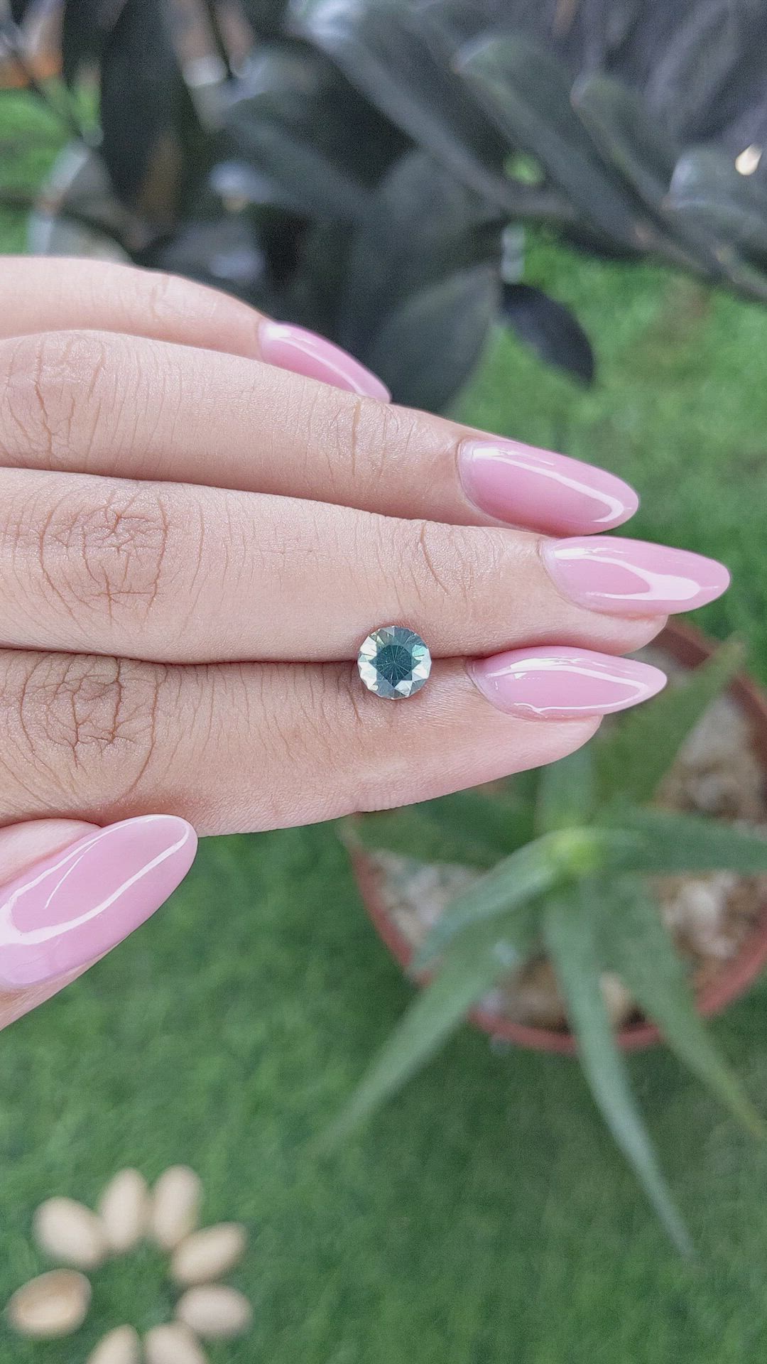 1.08 Ct. Bluish Green Sapphire from Montana Size Video