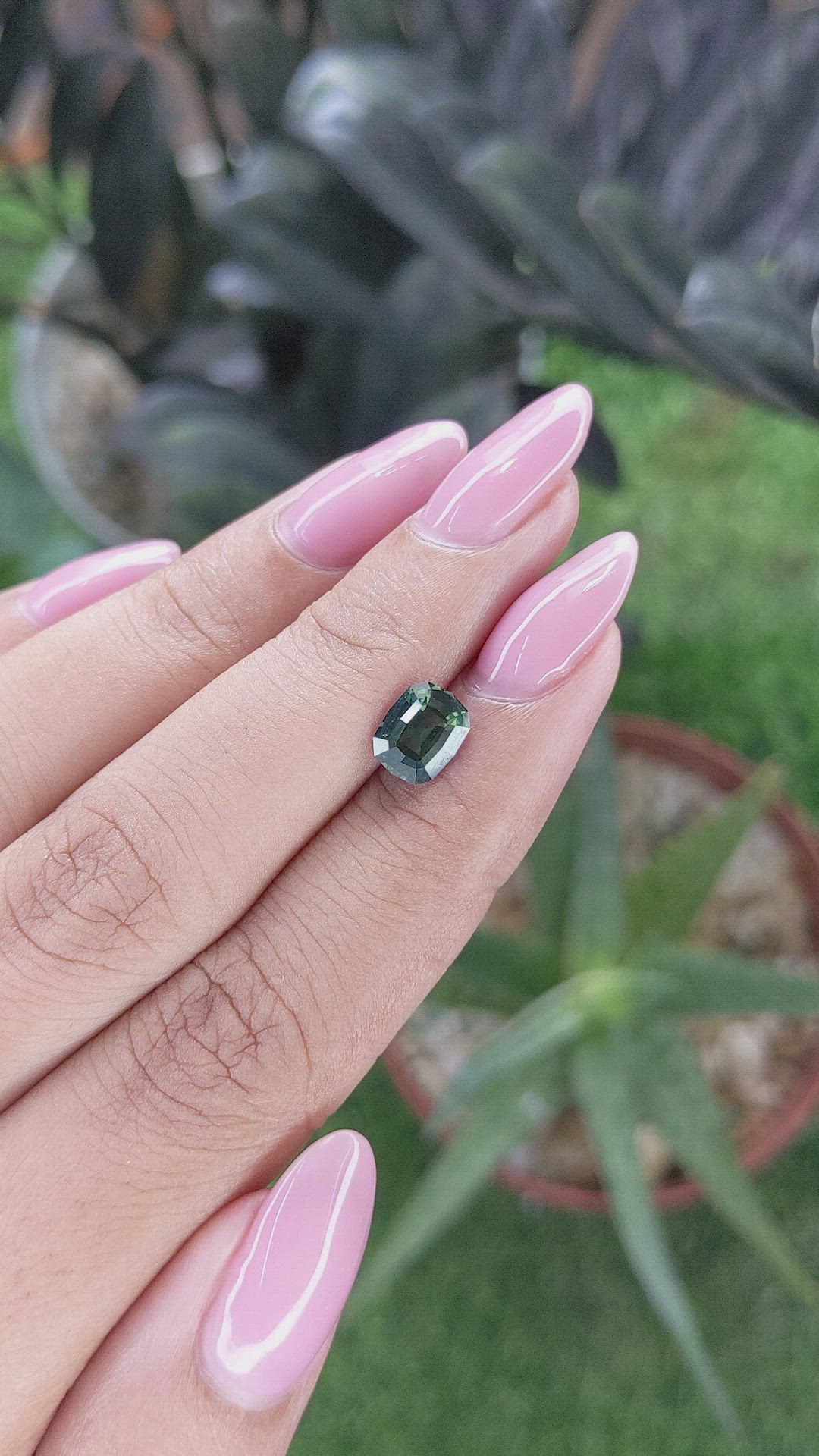 1.53 Ct. Bluish Green Sapphire from Madagascar Size Video