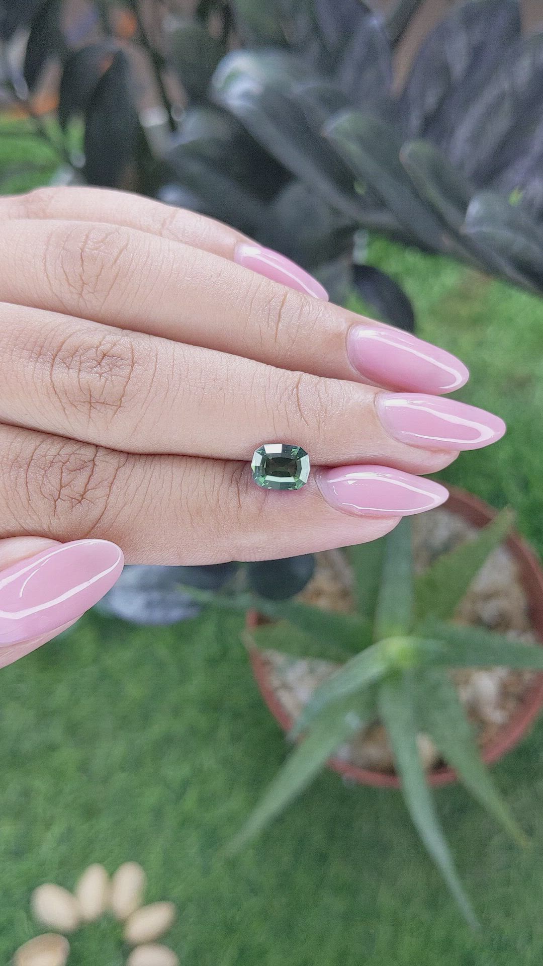 1.53 Ct. Bluish Green Sapphire from Madagascar Size Video