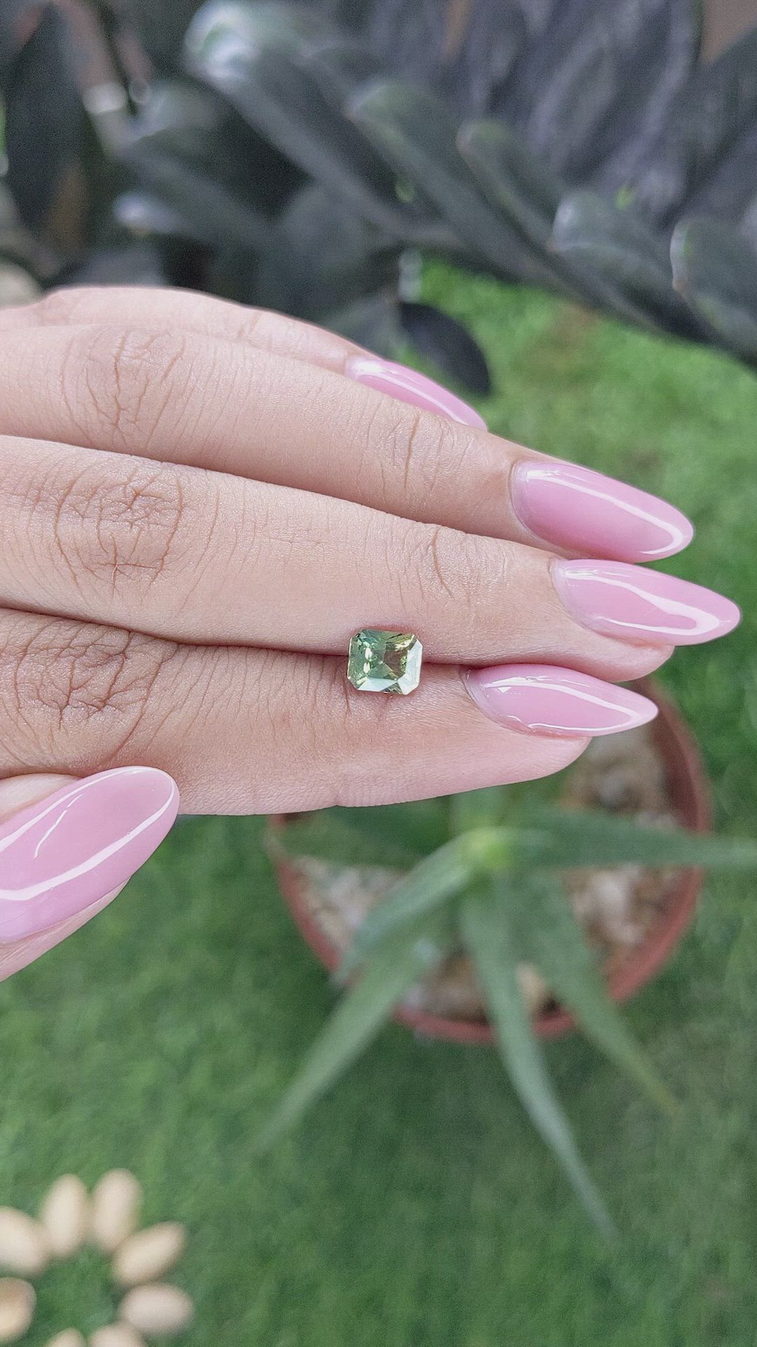 1.00 Ct. Yellowish Green Sapphire from Madagascar Size Video