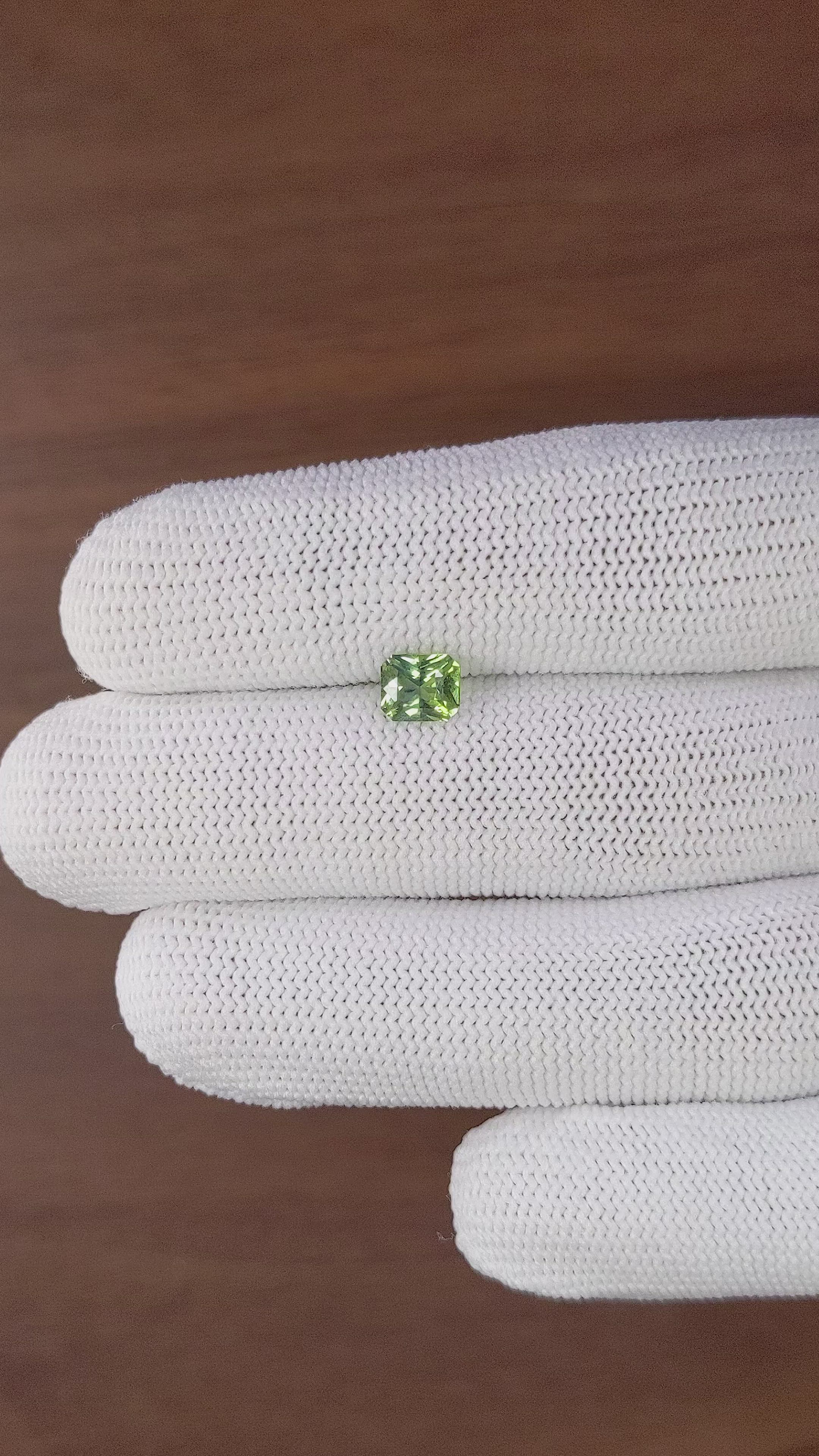 1.00 Ct. Yellowish Green Sapphire from Madagascar Size Video