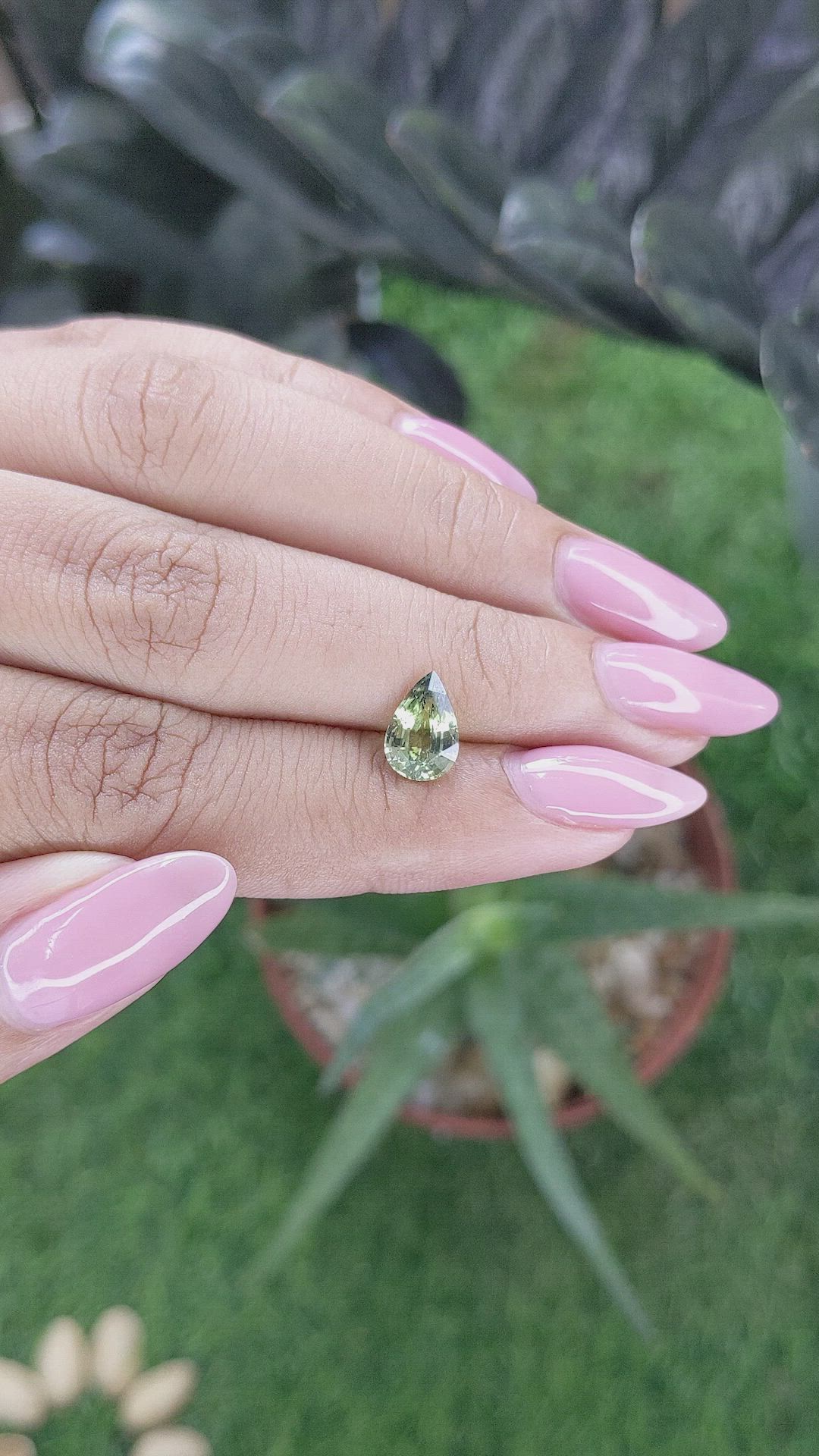 1.50 Ct. Yellowish Green Sapphire from Madagascar Size Video