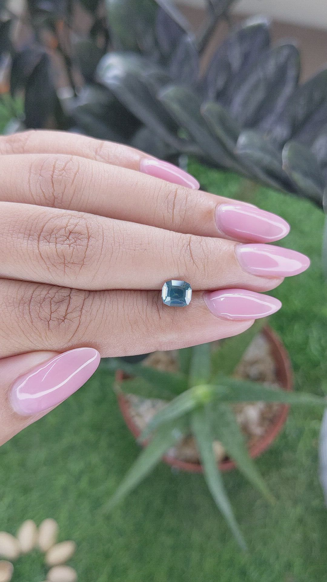 1.26 Ct. Bluish Green Sapphire from Madagascar Size Video