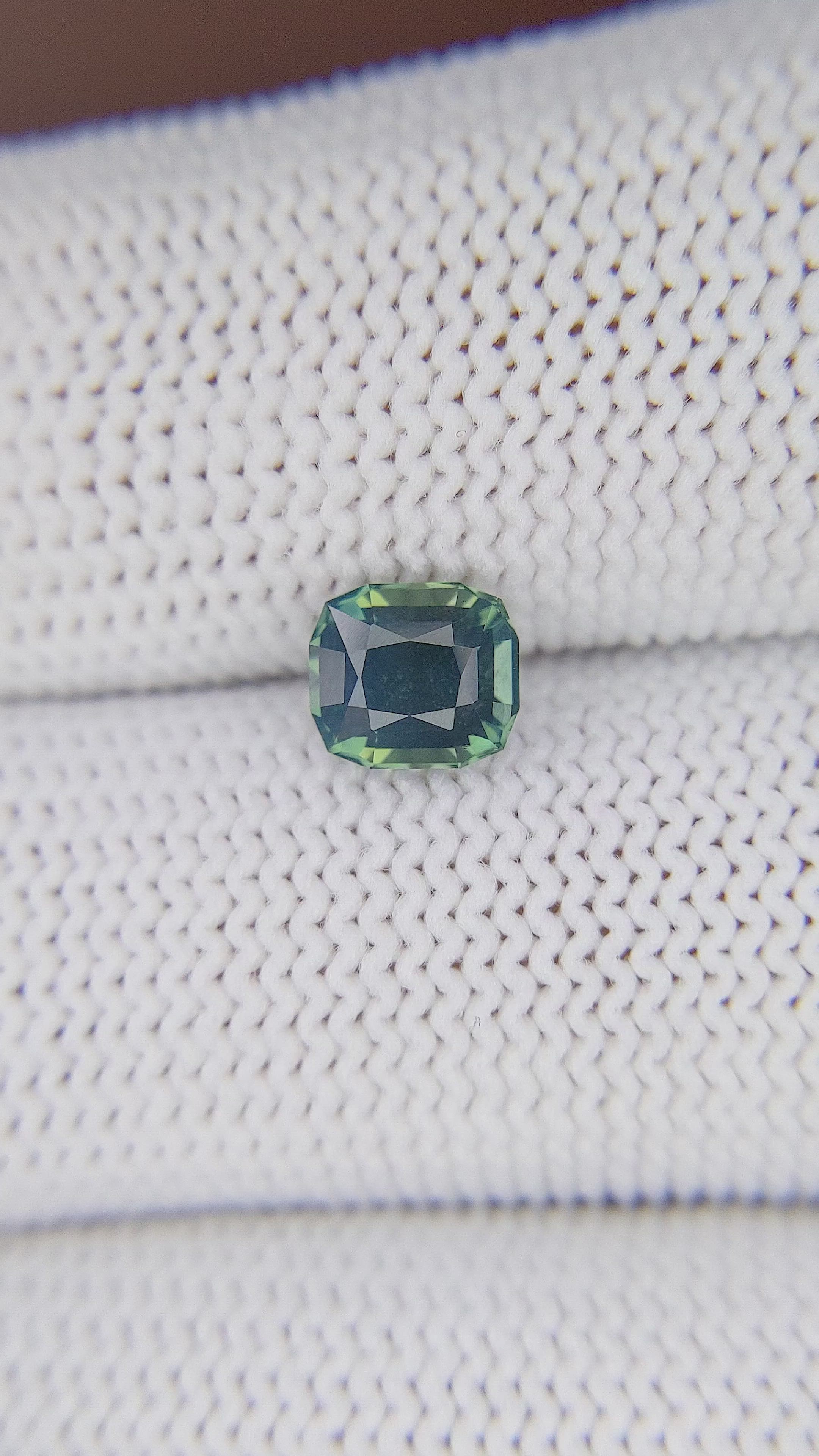 1.26 Ct. Bluish Green Sapphire from Madagascar Size Video