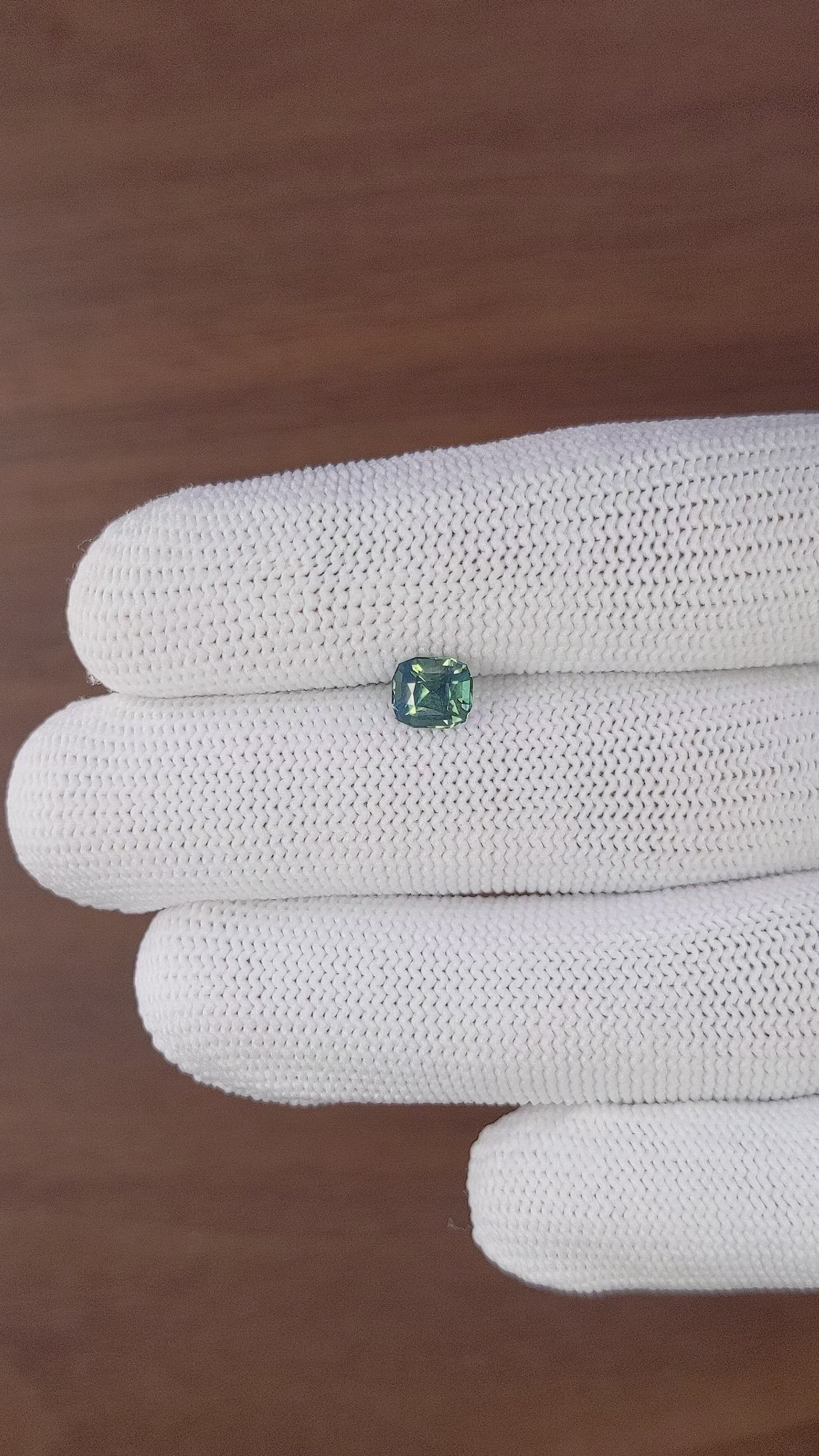 1.26 Ct. Bluish Green Sapphire from Madagascar Size Video