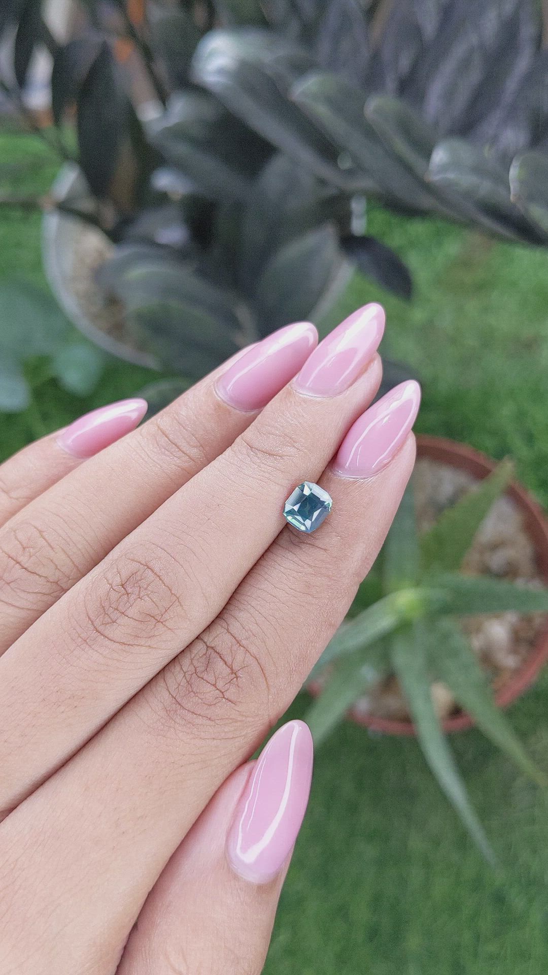 1.26 Ct. Bluish Green Sapphire from Madagascar Size Video