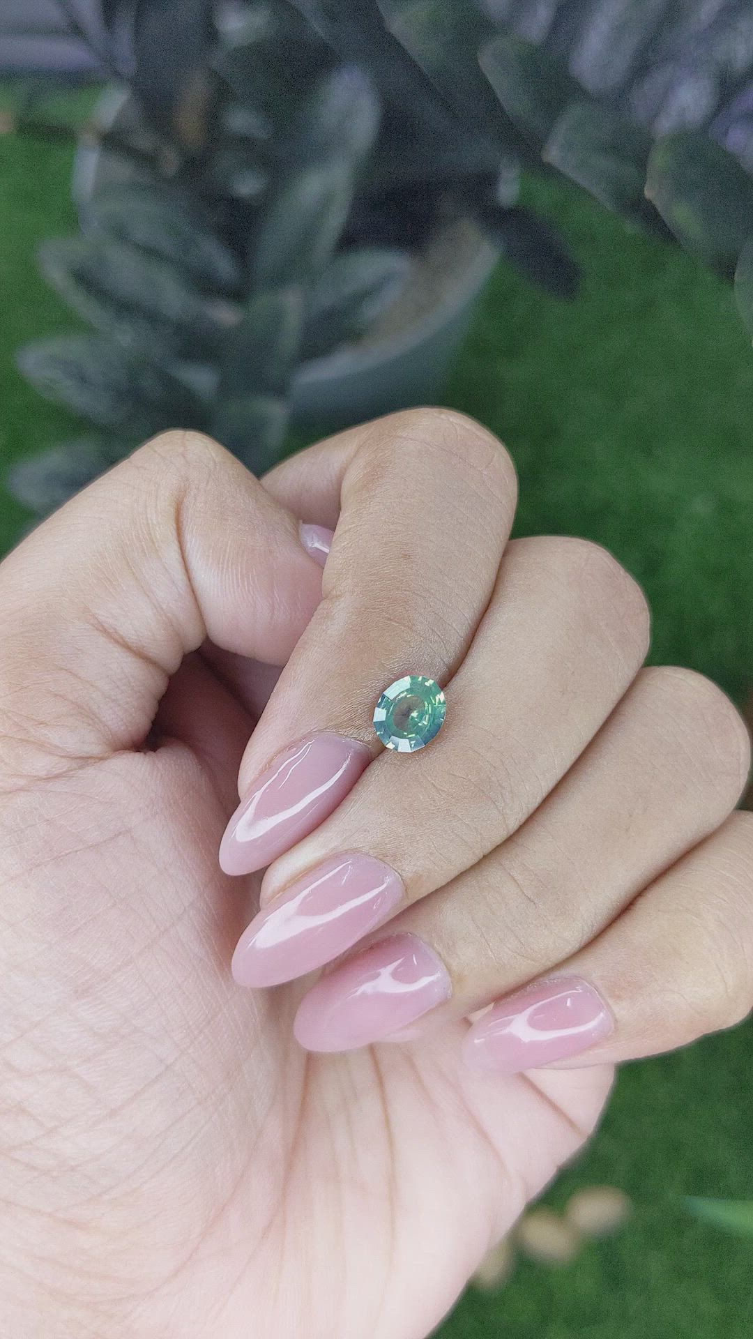 1.05 Ct. Bluish Green Sapphire from Montana Size Video
