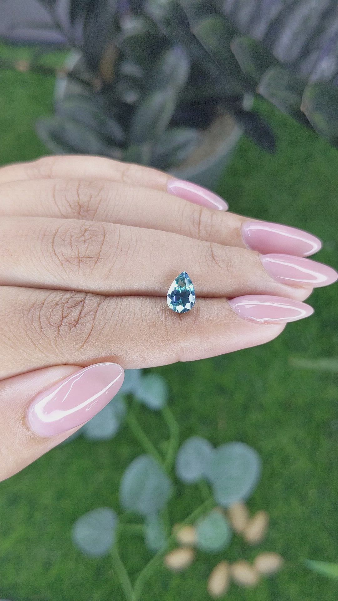 1.52 Ct. Greenish Blue Sapphire from Montana Size Video