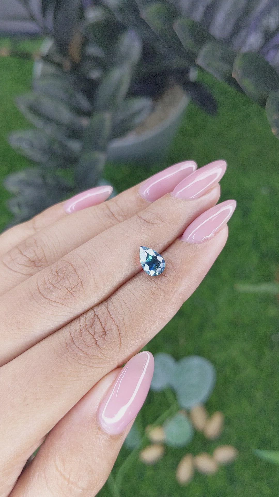 1.52 Ct. Greenish Blue Sapphire from Montana Size Video