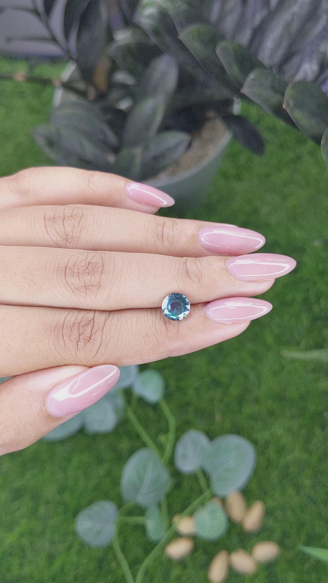 1.58 Ct. Greenish Blue Sapphire from Montana Size Video