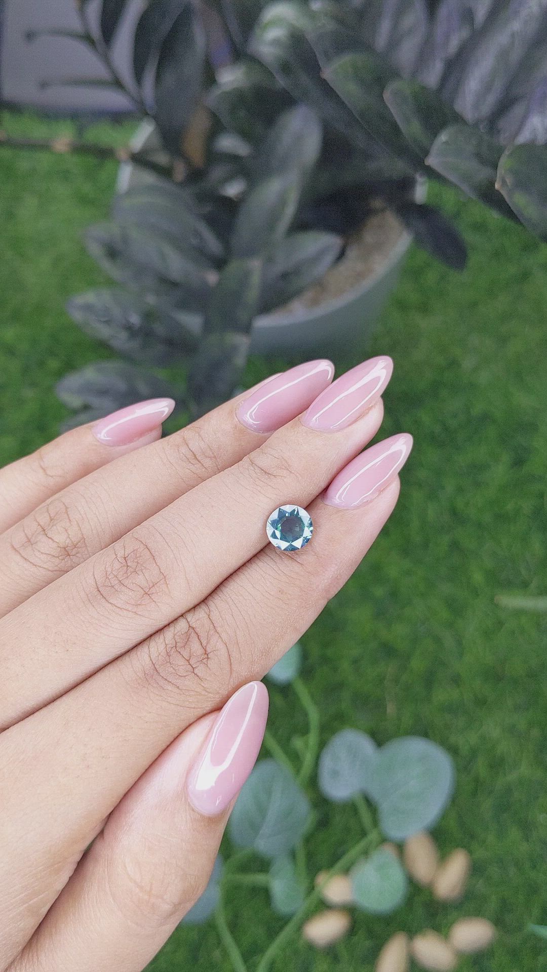 1.58 Ct. Greenish Blue Sapphire from Montana Size Video