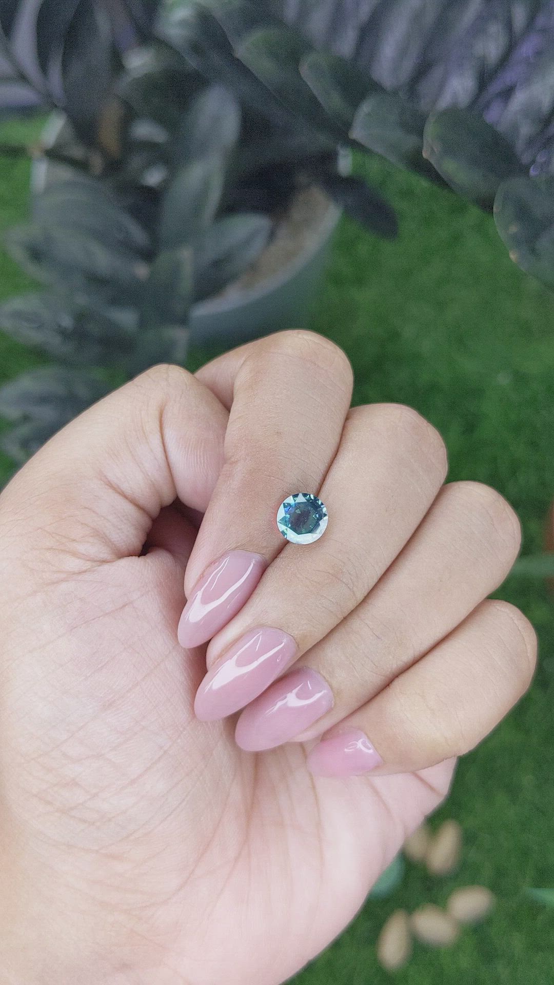 1.58 Ct. Greenish Blue Sapphire from Montana Size Video