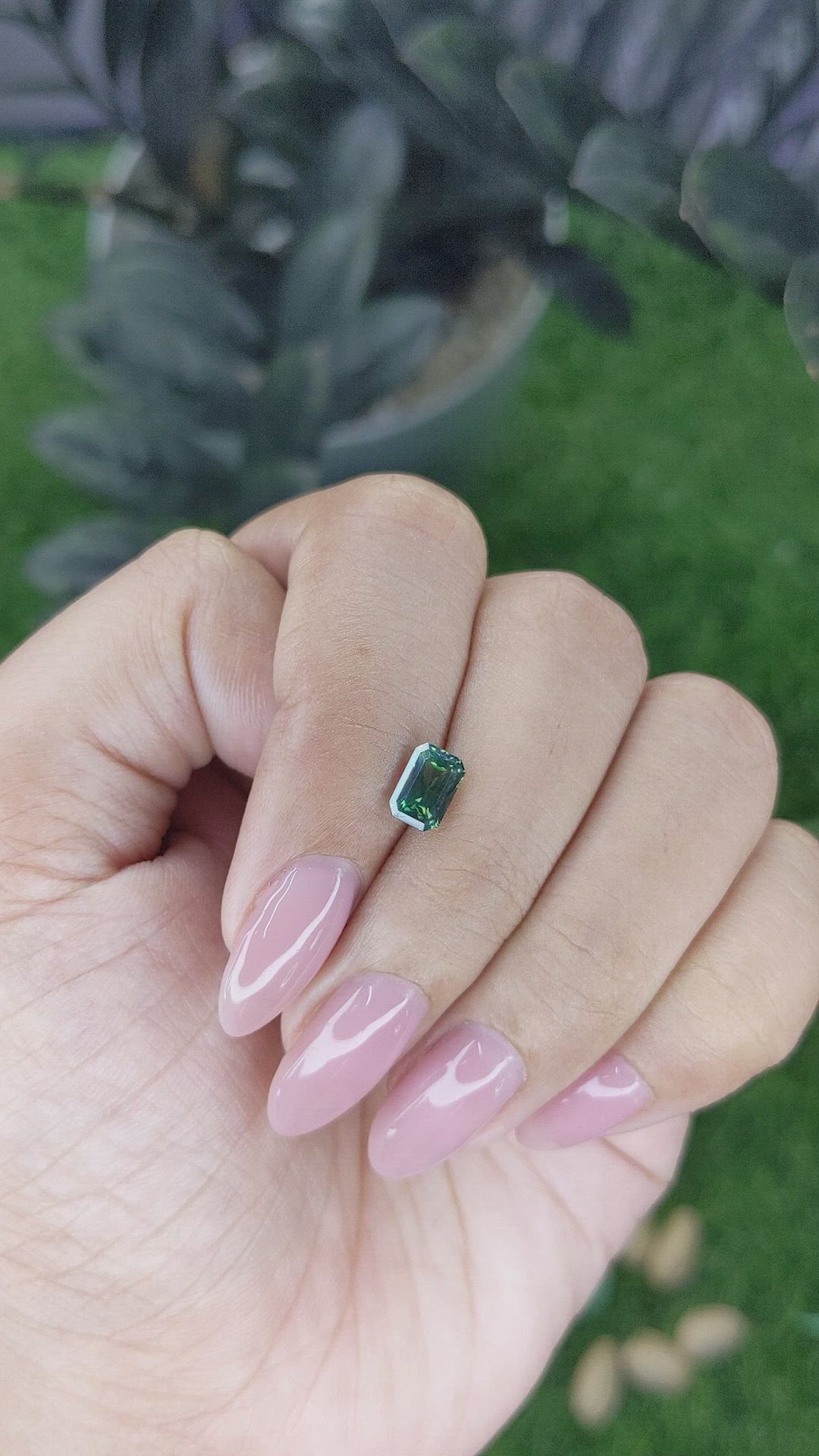1.19 Ct. Bluish Green Sapphire from Madagascar Size Video